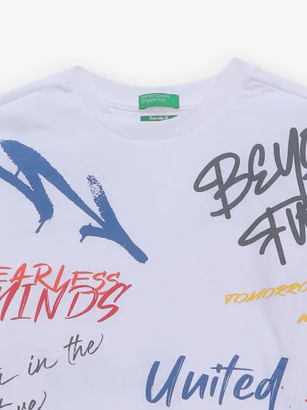 UCB white cotton t-shirt in printed