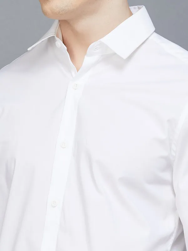 UCB white plain cotton shirt for casual