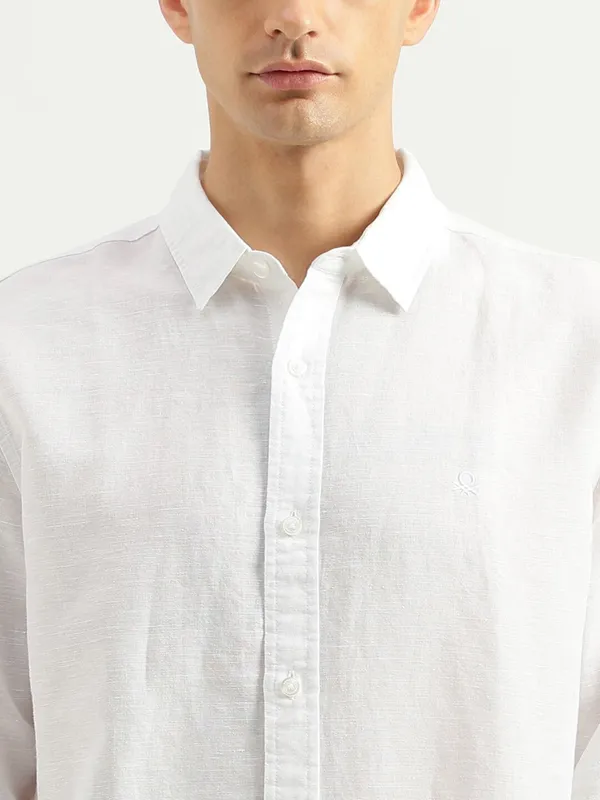 UCB white plain linen cotton shirt