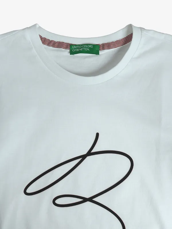 UCB white printed cotton casual t-shirt