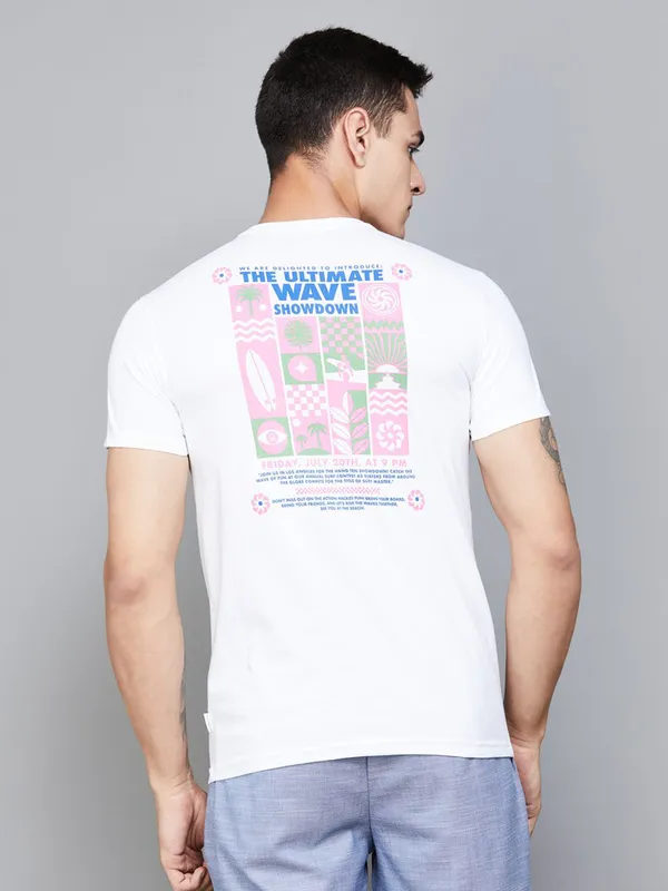 UCB white printed cotton t-shirt for casual wear