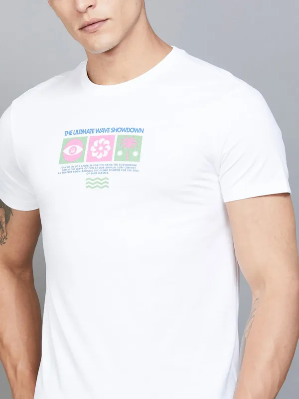 UCB white printed cotton t-shirt for casual wear