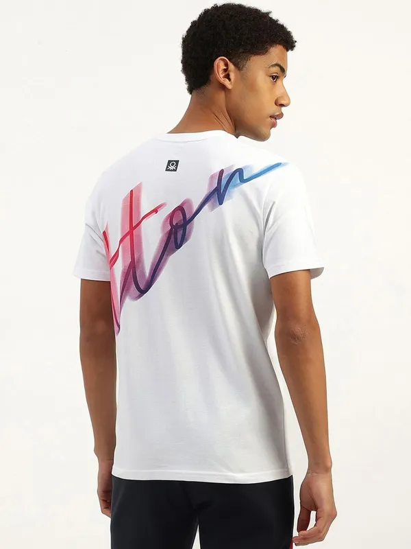 UCB white printed cotton t-shirt for men