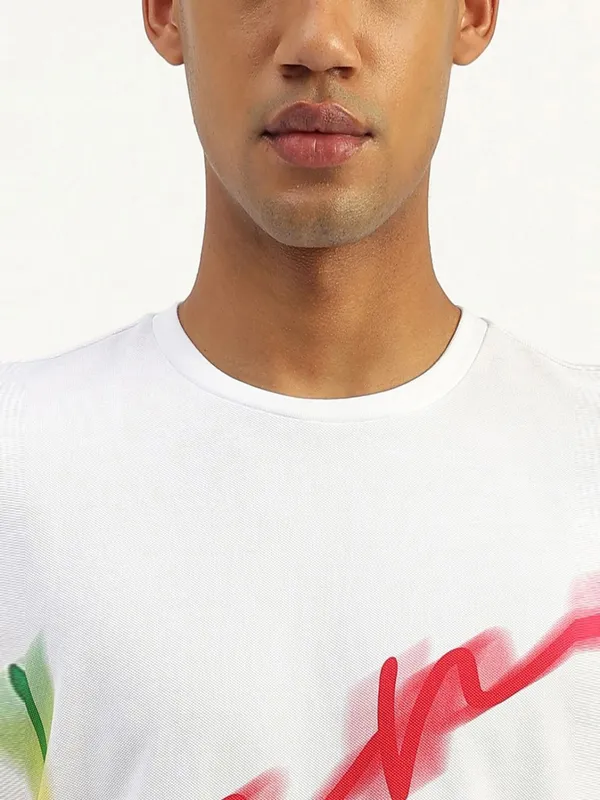 UCB white printed cotton t-shirt for men