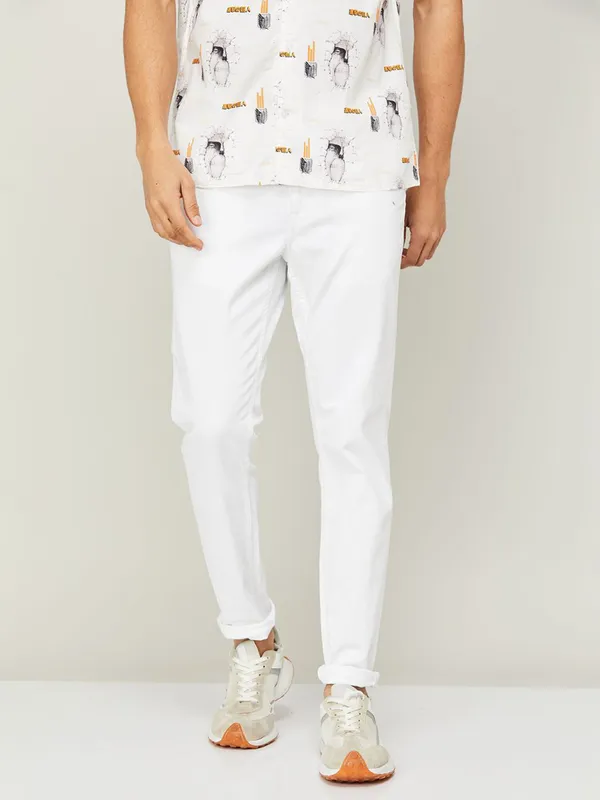 UCB white solid casual jeans