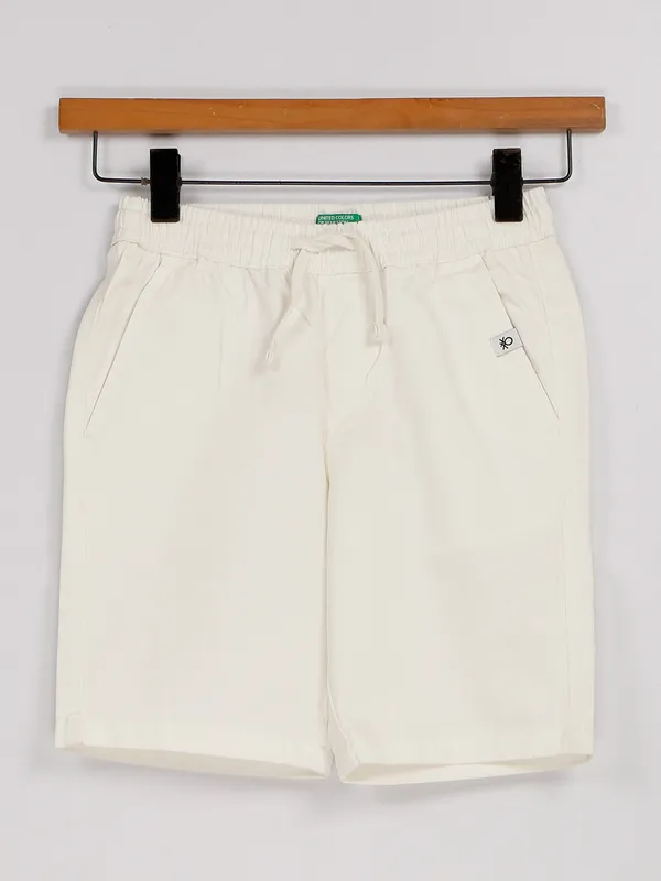 UCB white solid cotton shorts