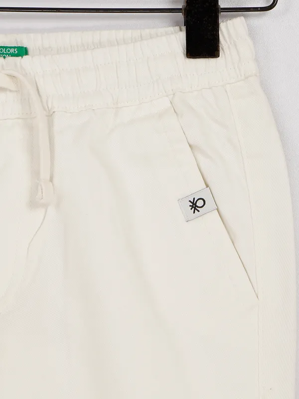 UCB white solid cotton shorts