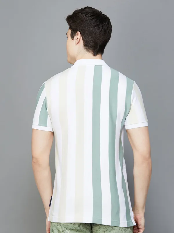 UCB white stripe polo t shirt