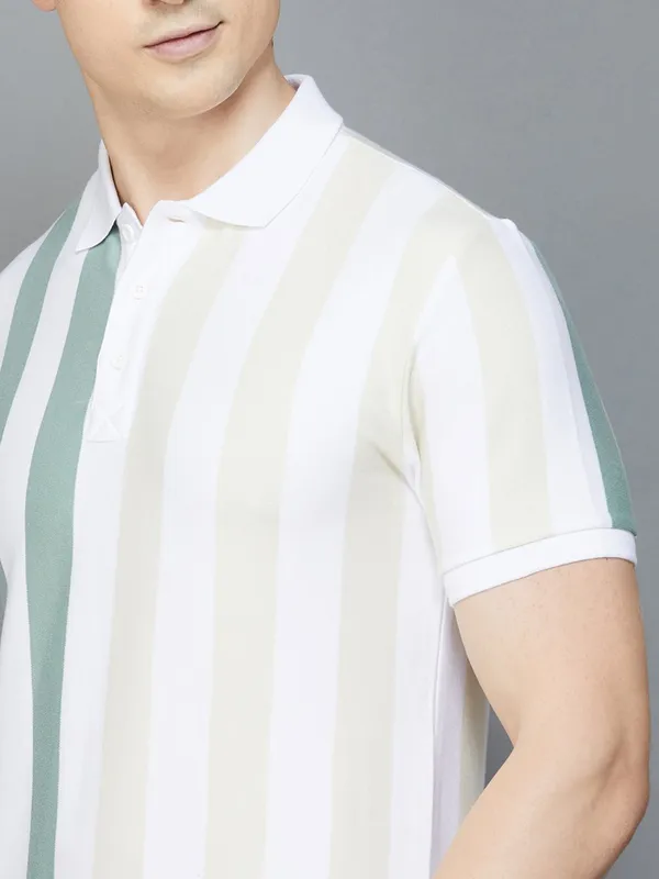 UCB white stripe polo t shirt