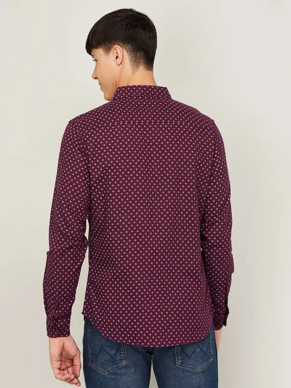 UCB wine shaded cotton casual shirt