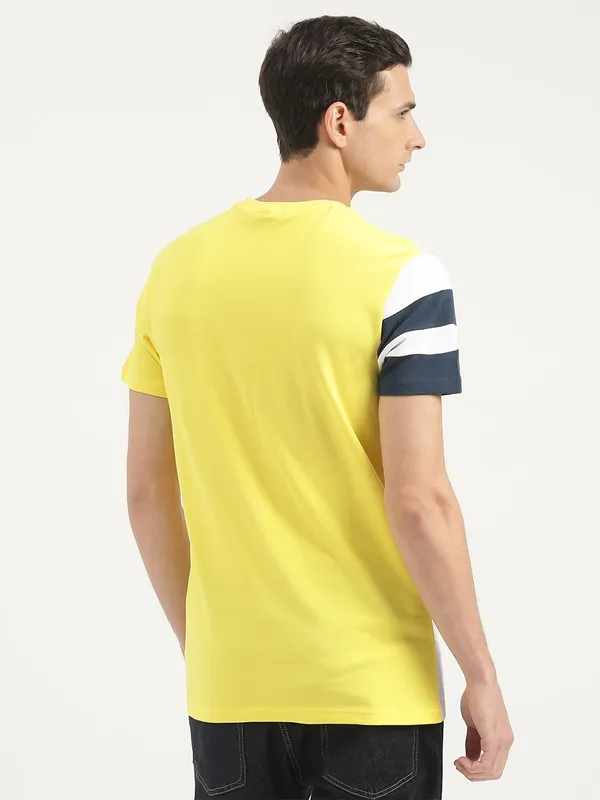 UCB yellow cotton color block t shirt