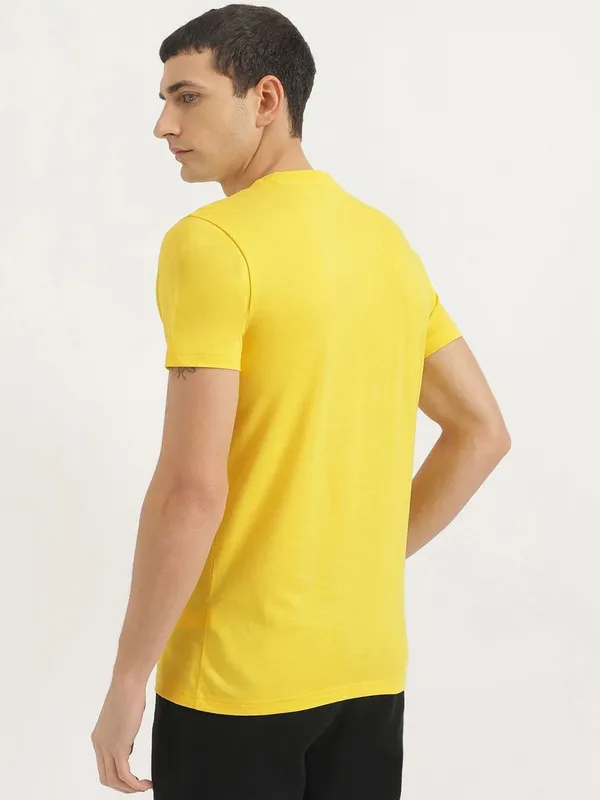 UCB yellow cotton slim fit t-shirt