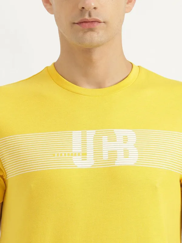 UCB yellow cotton slim fit t-shirt
