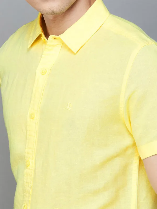 UCB yellow linen shirt