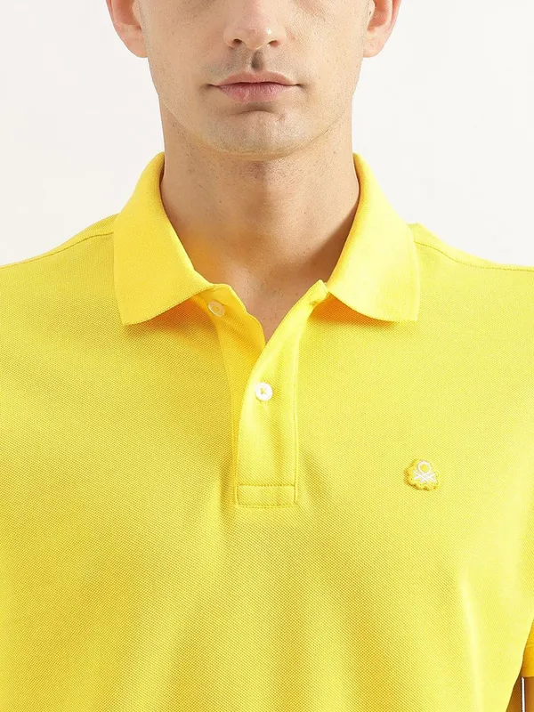UCB yellow plain cotton t-shirt for casual wear