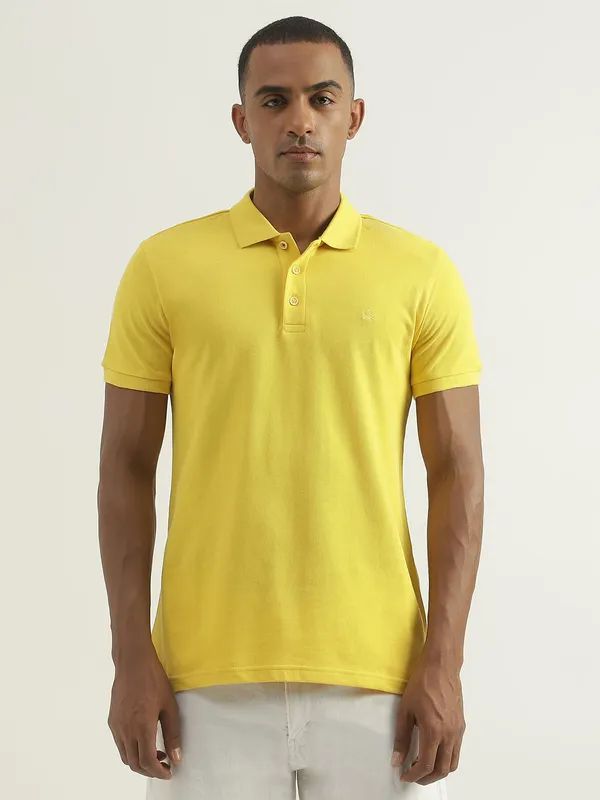 UCB yellow plain half sleeves t shirt