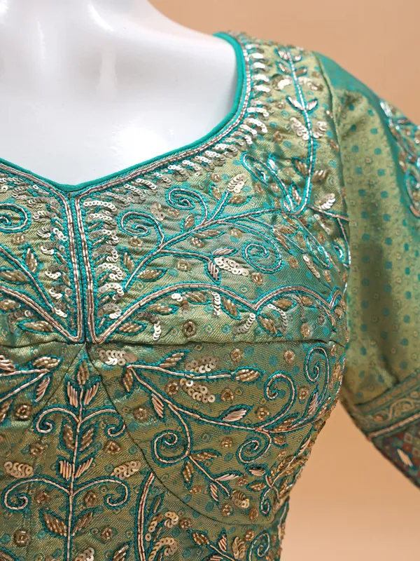 Unique green silk blouse