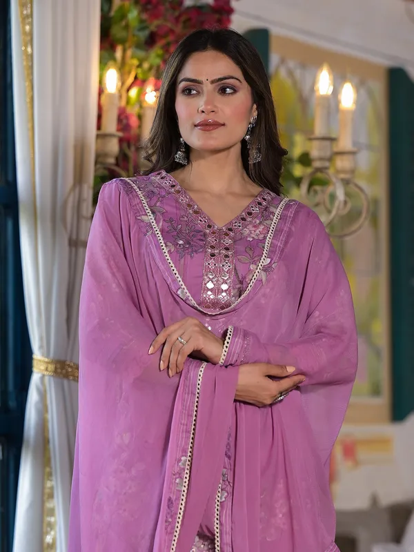 Unique purple hue cotton kurti set