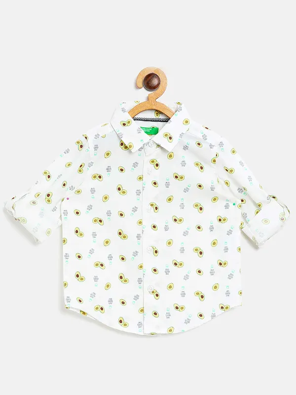 United Colors of Benetton white printed boys shirt