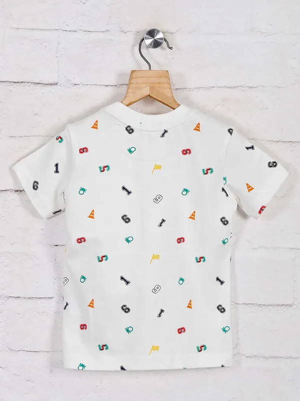 United Colors of Benetton white printed cotton t-shirt