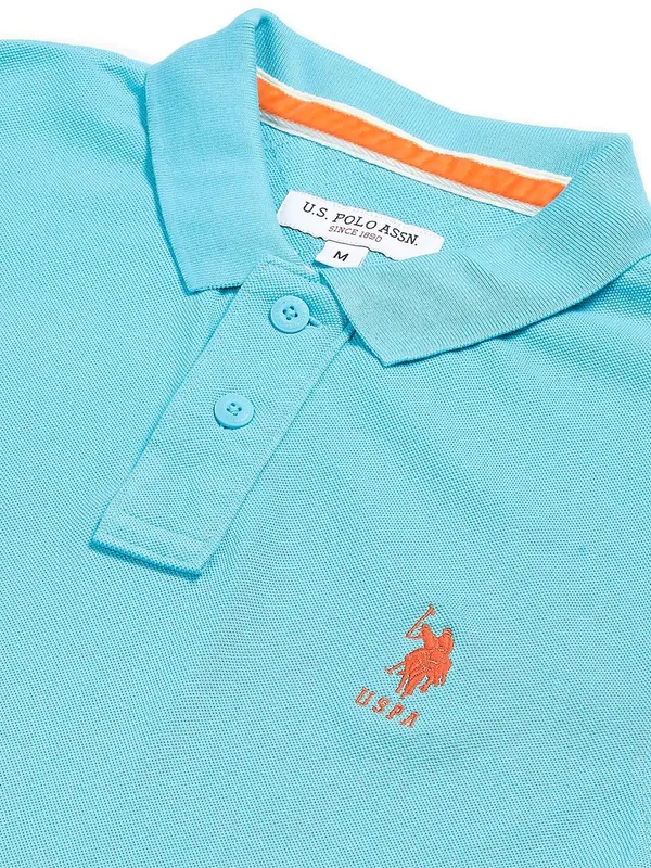 US Polo aqua cotton plain slim fit t shirt