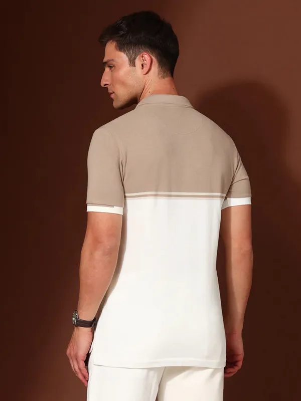 US POLO ASSN beige and white cotton t-shirt
