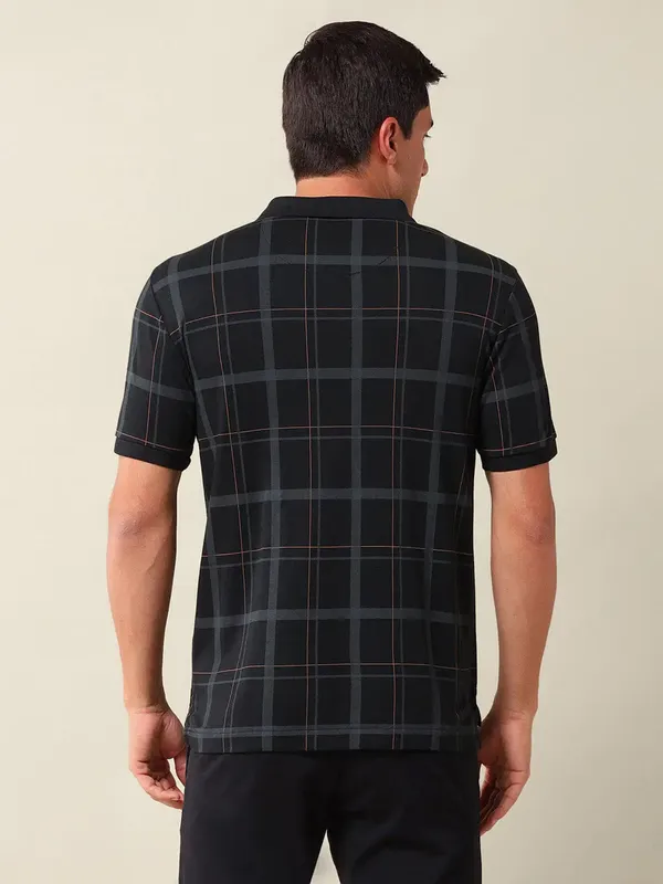 US POLO ASSN checks black cotton t-shirt