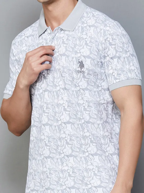 US POLO ASSN grey printed cotton t-shirt
