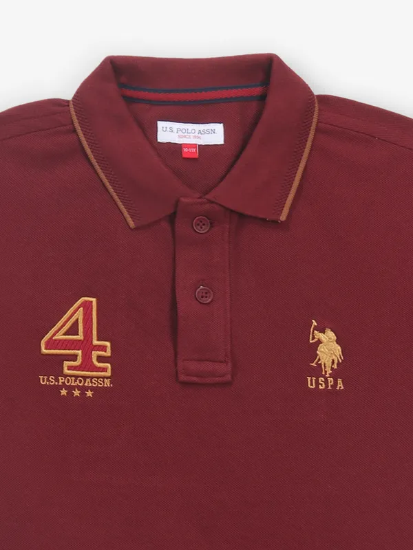 US POLO ASSN maroon cotton polo t-shirt