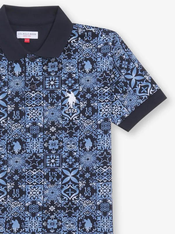 US POLO ASSN navy printed cotton t-shirt
