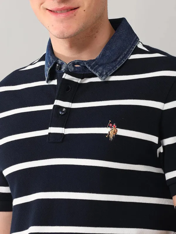 US POLO ASSN navy stripe cotton t-shirt
