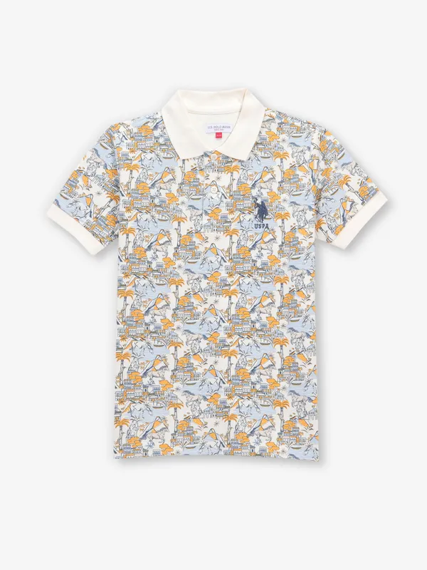 US POLO ASSN off-white printed cotton t-shirt