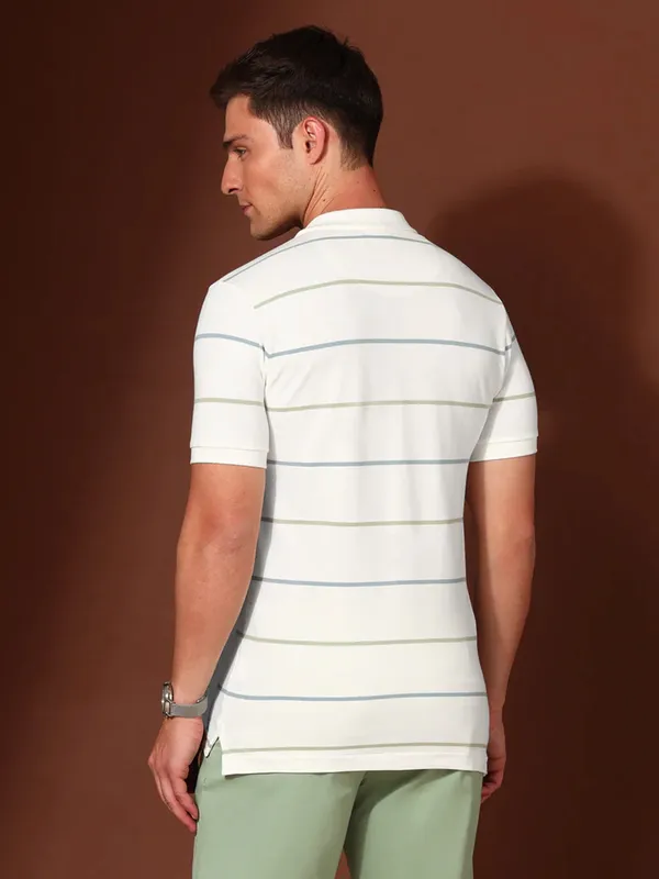 US POLO ASSN off-white stripe cotton t-shirt