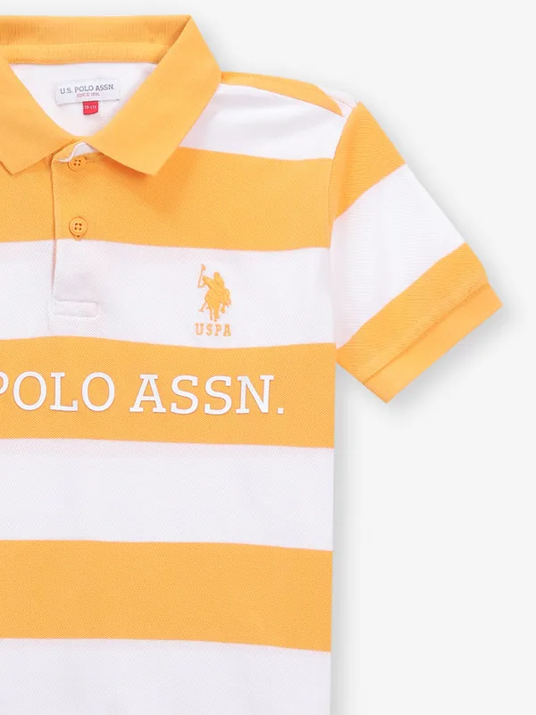 US POLO ASSN orange stripe cotton t-shirt