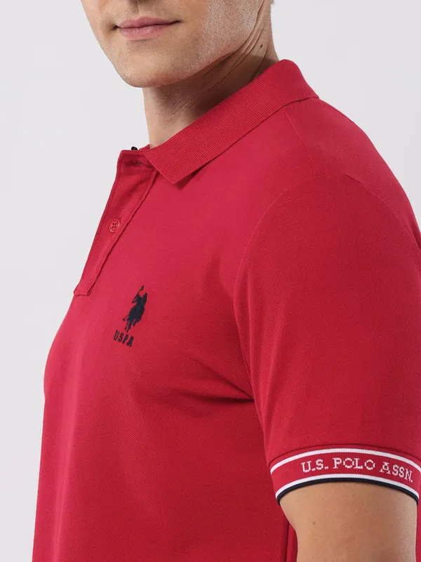 US POLO ASSN plain red cotton t-shirt