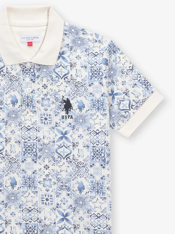 US POLO ASSN printed blue cotton t-shirt