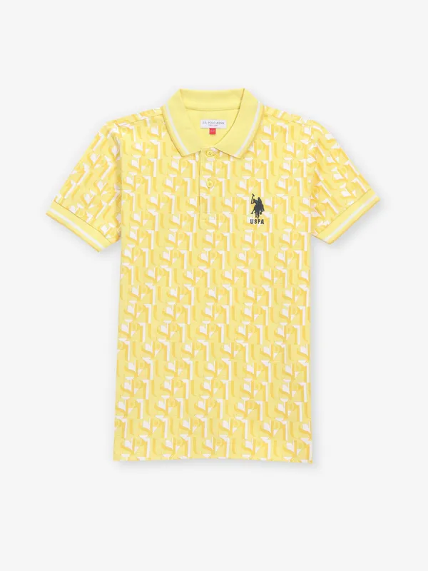 US POLO ASSN printed yellow cotton t-shirt