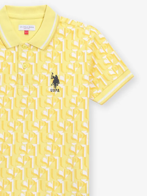 US POLO ASSN printed yellow cotton t-shirt
