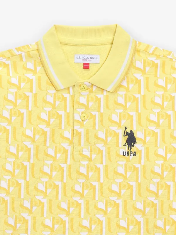 US POLO ASSN printed yellow cotton t-shirt