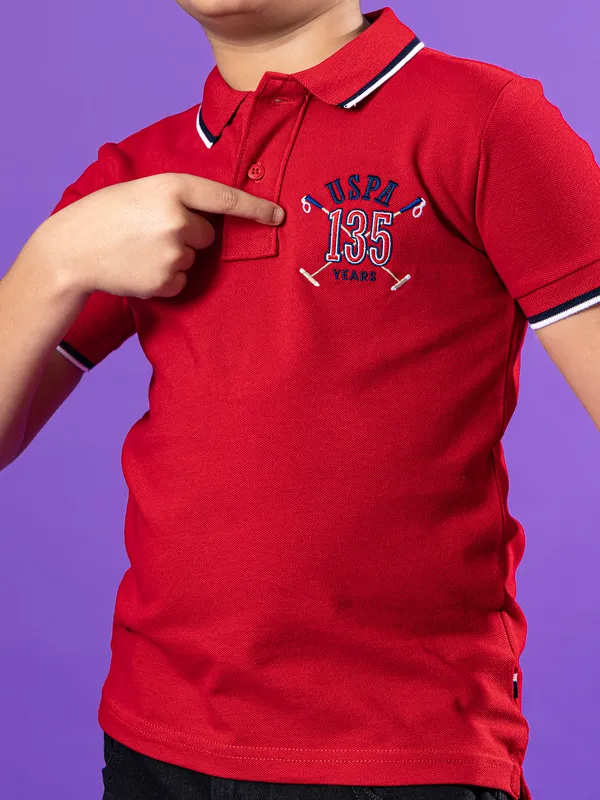 US POLO ASSN red cotton polo t-shirt for boys