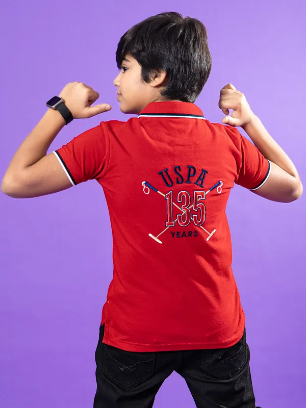 US POLO ASSN red cotton polo t-shirt for boys