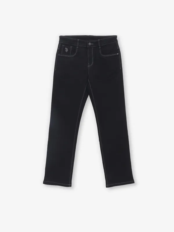 US POLO ASSN solid black denim jeans for men