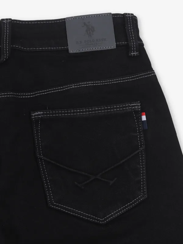 US POLO ASSN solid black denim jeans for men