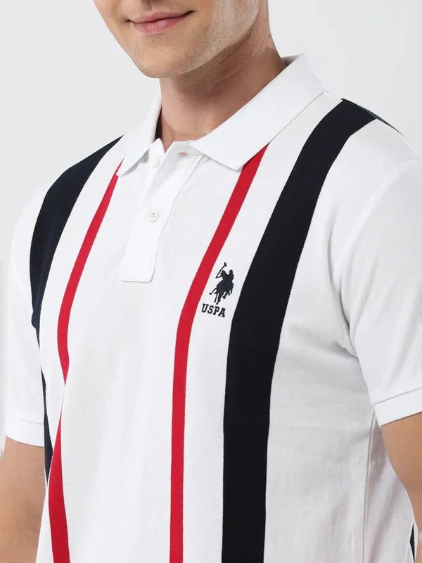 US POLO ASSN stripe white t-shirt in cotton