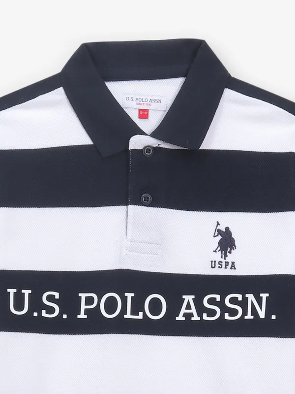 US POLO ASSN white and black stripe t-shirt