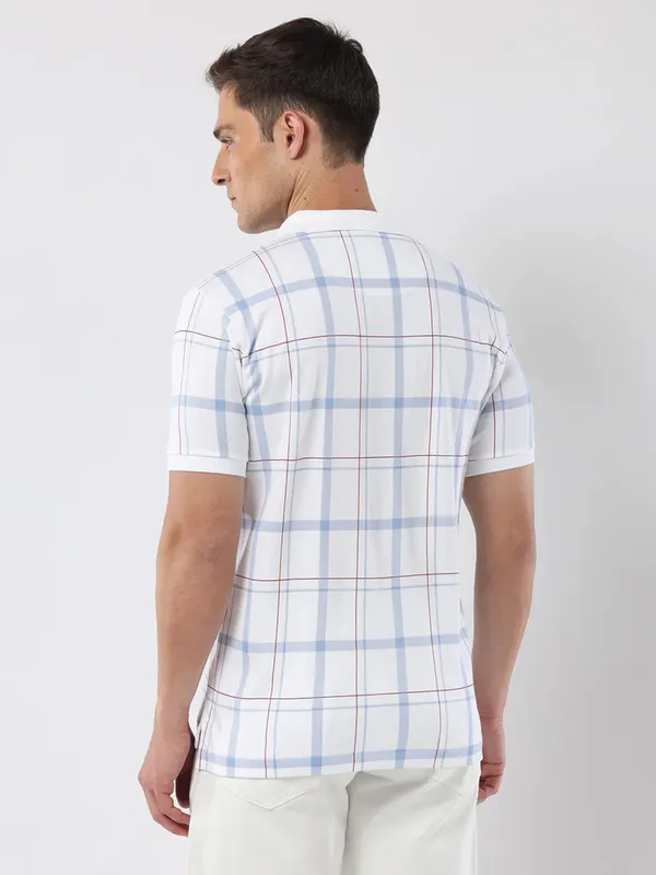 US POLO ASSN white checks cotton t-shirt