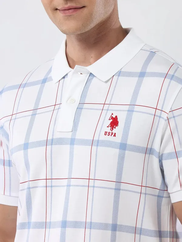 US POLO ASSN white checks cotton t-shirt