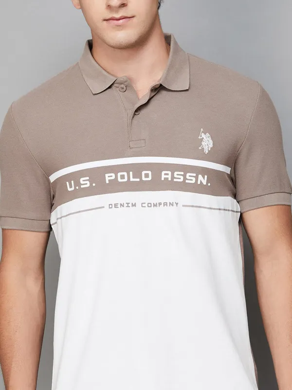 US POLO ASSN white color block t-shirt