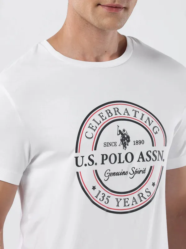 US POLO ASSN white cotton t-shirt in brand name