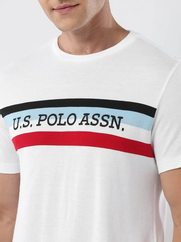 US POLO ASSN white cotton t-shirt with brand name